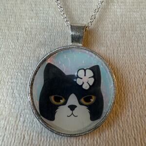 Hand-Crafted Siamese Cat Pendant w/ Silver Chain